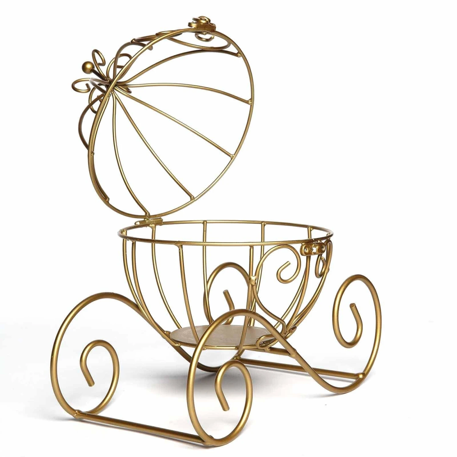 11" Tall Cinderella Coach Plant Stand Party Centerpiece - Gold 3 11" Tall Cinderella Coach Plant Stand Party Centerpiece - Gold
