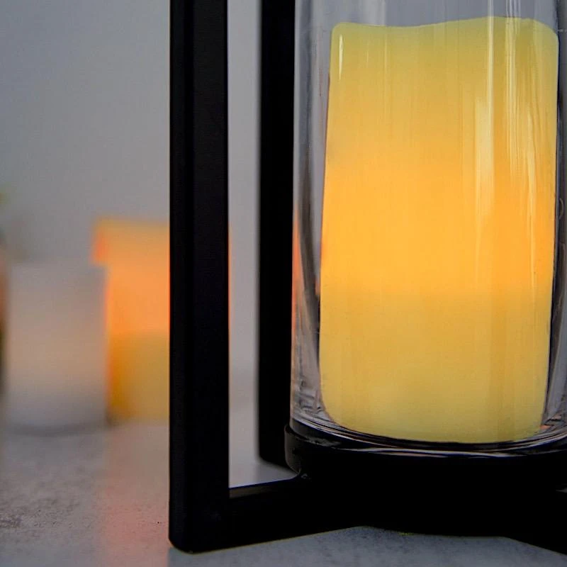 11" Tall Geometric Metal Cross Bar Lantern With Glass Candle Holder 15 11" Tall Geometric Metal Cross Bar Lantern With Glass Candle Holder - Image 13