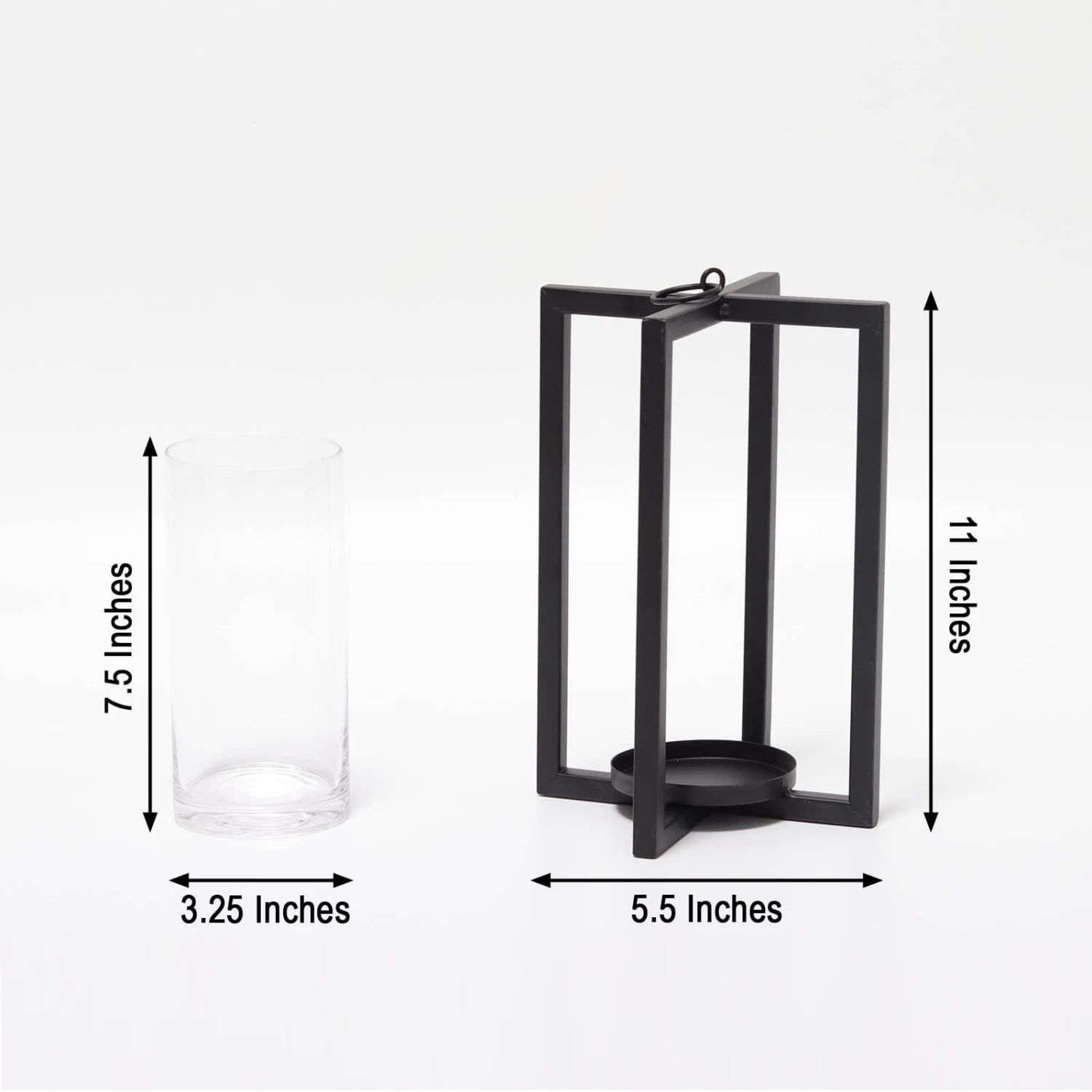 11" Tall Geometric Metal Cross Bar Lantern With Glass Candle Holder 18 11" Tall Geometric Metal Cross Bar Lantern With Glass Candle Holder - Image 16