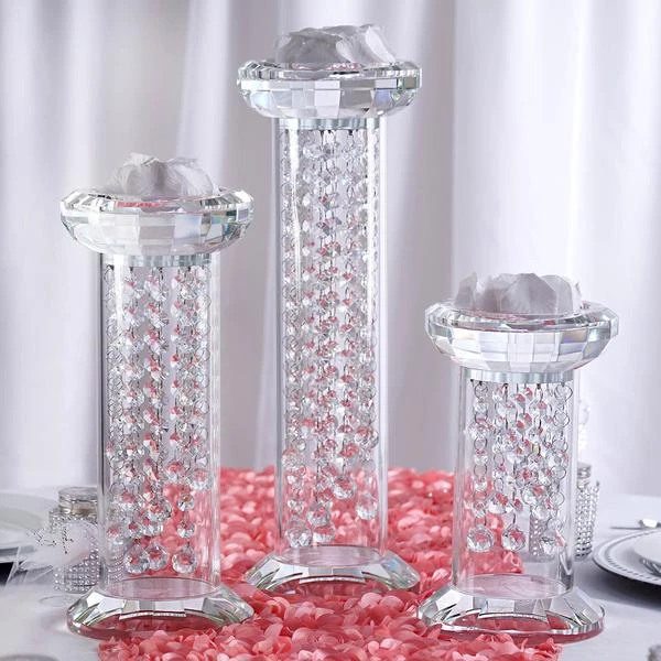 11" Tall Glass Crystal Wedding Party Centerpiece Pedestal Riser - Clear 8 11" Tall Glass Crystal Wedding Party Centerpiece Pedestal Riser - Clear - Image 6
