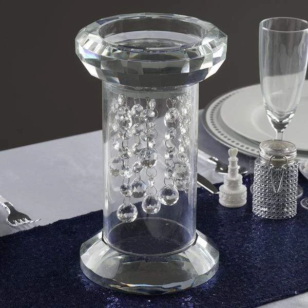 11" Tall Glass Crystal Wedding Party Centerpiece Pedestal Riser - Clear 12 11" Tall Glass Crystal Wedding Party Centerpiece Pedestal Riser - Clear - Image 10