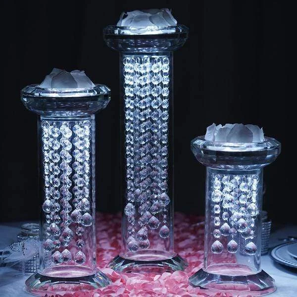 11" Tall Glass Crystal Wedding Party Centerpiece Pedestal Riser - Clear 7 11" Tall Glass Crystal Wedding Party Centerpiece Pedestal Riser - Clear - Image 5