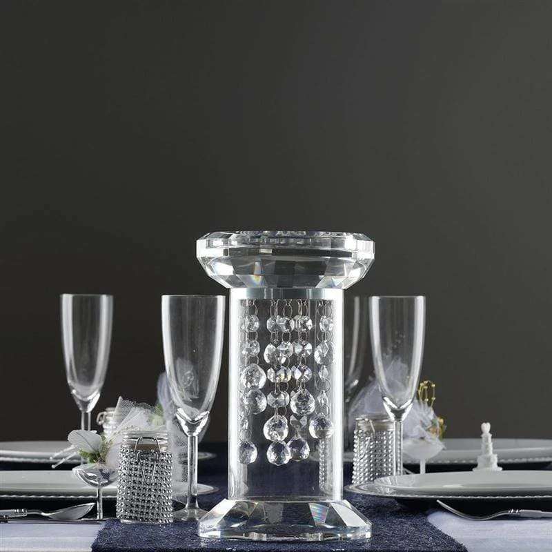 11" Tall Glass Crystal Wedding Party Centerpiece Pedestal Riser - Clear 10 11" Tall Glass Crystal Wedding Party Centerpiece Pedestal Riser - Clear - Image 8