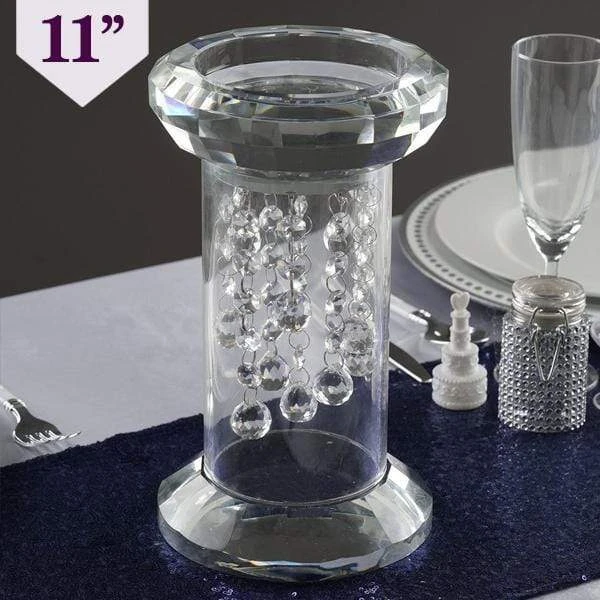 11" Tall Glass Crystal Wedding Party Centerpiece Pedestal Riser - Clear 9 11" Tall Glass Crystal Wedding Party Centerpiece Pedestal Riser - Clear - Image 7