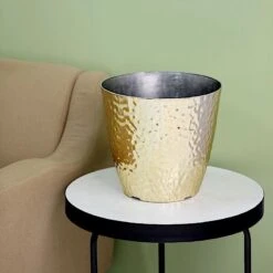 11" Tall Round Plastic Flower Plant Pot With Metallic Hammered Design 25 11" Tall Round Plastic Flower Plant Pot With Metallic Hammered Design -Optimal Home Decoration 11 tall round plastic flower plant pot with metallic hammered design 28948106051647