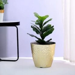 11" Tall Round Plastic Flower Plant Pot With Metallic Hammered Design 27 11" Tall Round Plastic Flower Plant Pot With Metallic Hammered Design -Optimal Home Decoration 11 tall round plastic flower plant pot with metallic hammered design 28948106084415
