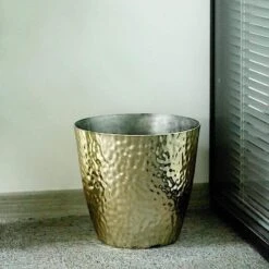 11" Tall Round Plastic Flower Plant Pot With Metallic Hammered Design 28 11" Tall Round Plastic Flower Plant Pot With Metallic Hammered Design -Optimal Home Decoration 11 tall round plastic flower plant pot with metallic hammered design 28948106117183