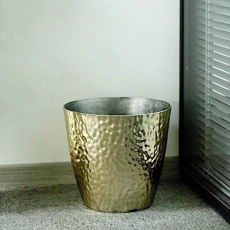 11" Tall Round Plastic Flower Plant Pot With Metallic Hammered Design 9 11" Tall Round Plastic Flower Plant Pot With Metallic Hammered Design - Image 7