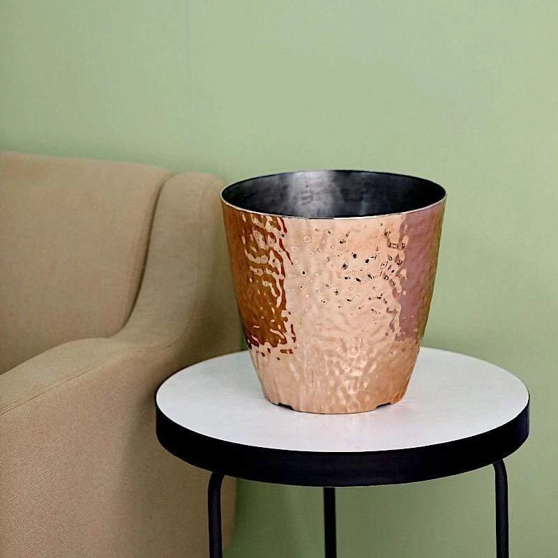 11" Tall Round Plastic Flower Plant Pot With Metallic Hammered Design 16 11" Tall Round Plastic Flower Plant Pot With Metallic Hammered Design - Image 14