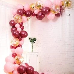 110 Pcs Balloons Garland Arch Party Decorations Kit - Pink Burgundy Clear