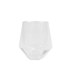 12 Clear 12 Oz Geometric Stemless Plastic Wine Glasses - Disposable Tableware