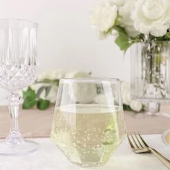 12 Clear 12 Oz Geometric Stemless Plastic Wine Glasses - Disposable Tableware 14 12 Clear 12 Oz Geometric Stemless Plastic Wine Glasses - Disposable Tableware -Optimal Home Decoration 12 clear 12 oz geometric stemless plastic wine glasses disposable tableware dsp cuwn005 12 clr 30071724605503