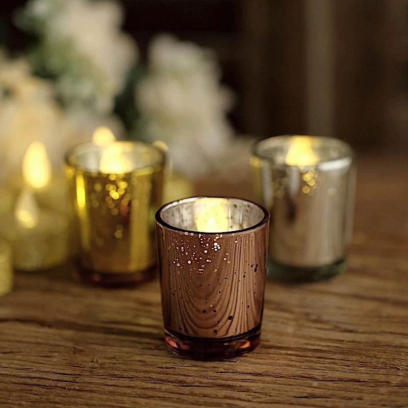 12 Pcs 2" Speckled Mercury Glass Votive Candle Holders 18 12 Pcs 2" Speckled Mercury Glass Votive Candle Holders - Image 16