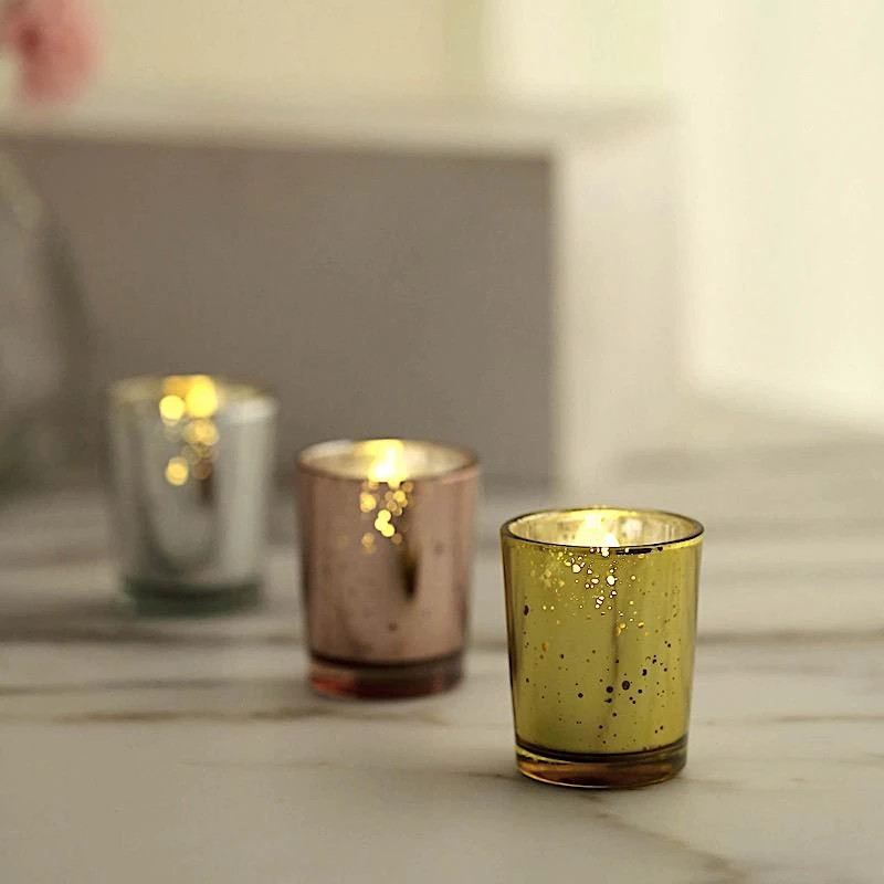 12 Pcs 2" Speckled Mercury Glass Votive Candle Holders 11 12 Pcs 2" Speckled Mercury Glass Votive Candle Holders - Image 9