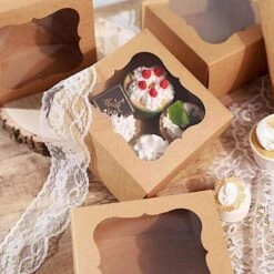12 Pcs 6" Dessert Bakery Cake Boxes With Window - Brown -Optimal Home Decoration 12 pcs 6 cake boxes with window bakery gift favor holders brown box 6x3 cake02 nat 28590530986047