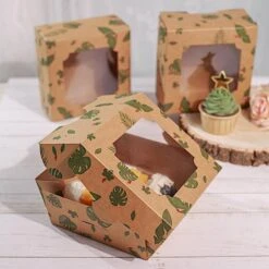 12 Pcs 6" Tropical Leaf Dessert Bakery Cake Boxes With Window - Brown And Green 13 12 Pcs 6" Tropical Leaf Dessert Bakery Cake Boxes With Window - Brown And Green -Optimal Home Decoration 12 pcs 6 tropical leaf dessert bakery cake boxes with window brown and green box 6x3 cake04 trop 28594785976383