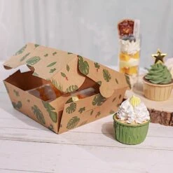 12 Pcs 6" Tropical Leaf Dessert Bakery Cake Boxes With Window - Brown And Green 15 12 Pcs 6" Tropical Leaf Dessert Bakery Cake Boxes With Window - Brown And Green -Optimal Home Decoration 12 pcs 6 tropical leaf dessert bakery cake boxes with window brown and green box 6x3 cake04 trop 28594786172991