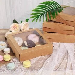 12 Pcs 9" Dessert Bakery Cake Boxes With Window - Brown -Optimal Home Decoration 12 pcs 9 dessert bakery cake boxes with window brown box 9x3 cake03 nat 28598219505727