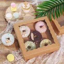 12 Pcs 9" Dessert Bakery Cake Boxes With Window - Brown -Optimal Home Decoration 12 pcs 9 dessert bakery cake boxes with window brown box 9x3 cake03 nat 28598220292159