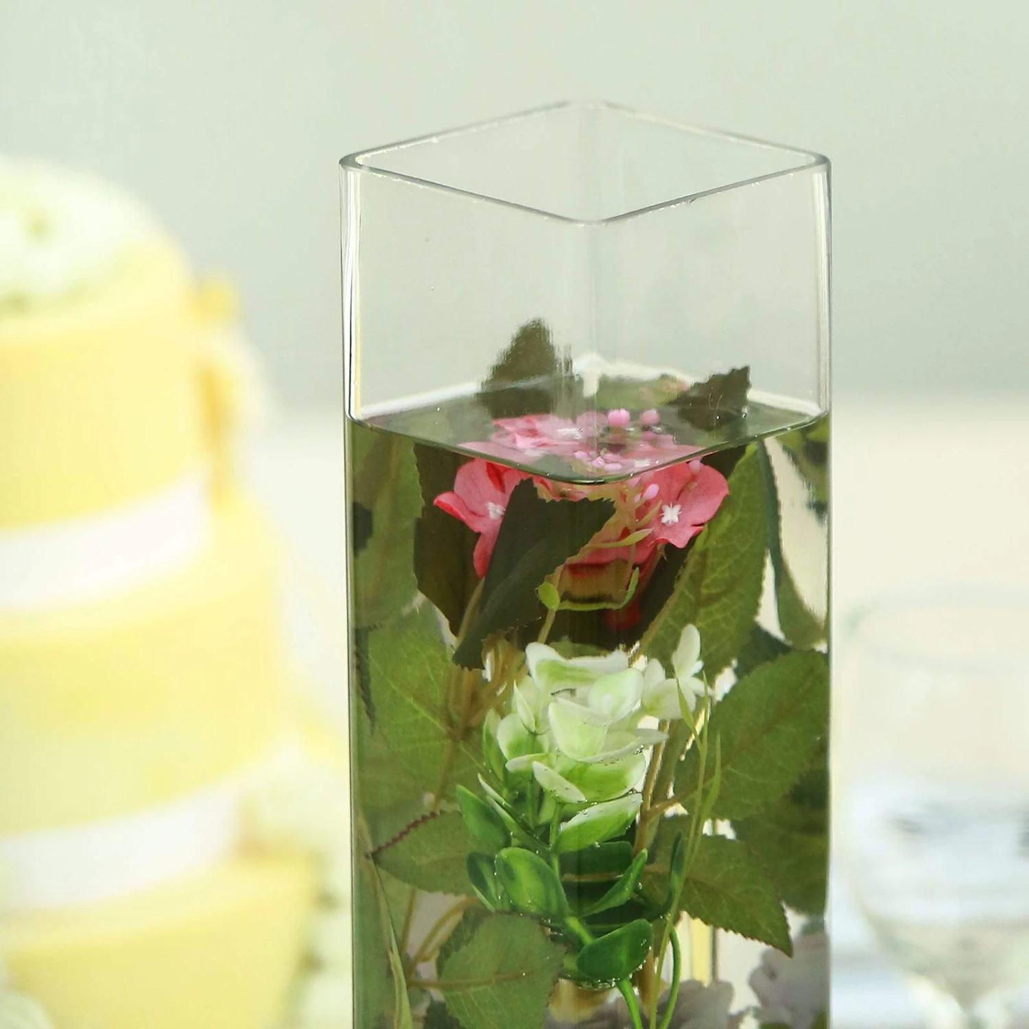 12 Pcs Glass Square Vases Wedding Centerpieces - Clear 6 12 Pcs Glass Square Vases Wedding Centerpieces - Clear - Image 4