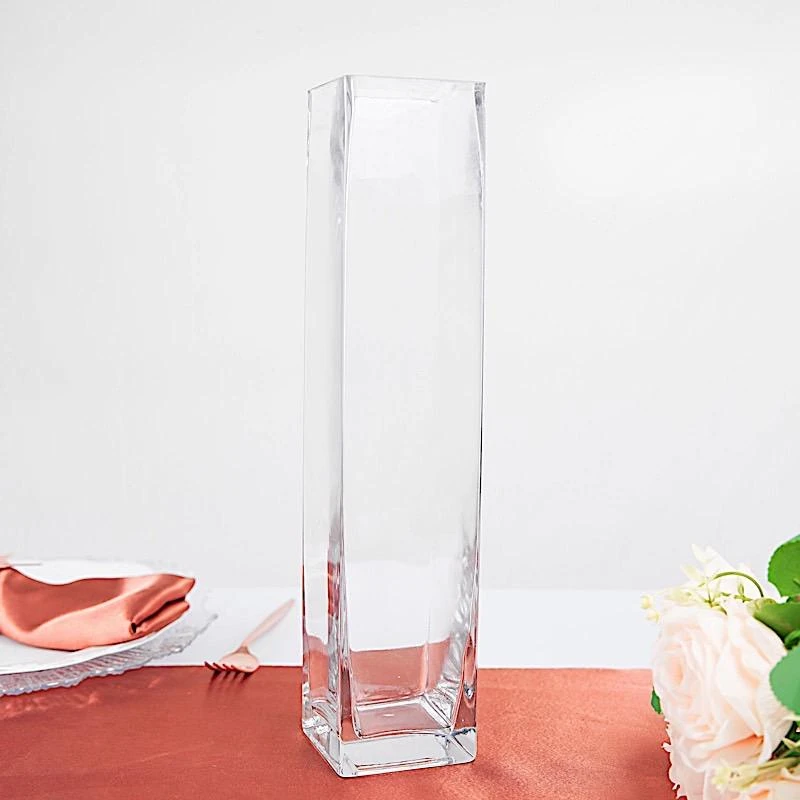 12 Pcs Glass Square Vases Wedding Centerpieces - Clear 16 12 Pcs Glass Square Vases Wedding Centerpieces - Clear - Image 14