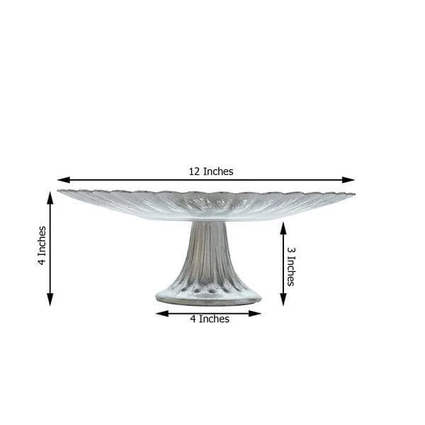 12" Round Glass Cake Stand Wavy Edge Cupcake Holder 4 12" Round Glass Cake Stand Wavy Edge Cupcake Holder - Image 2