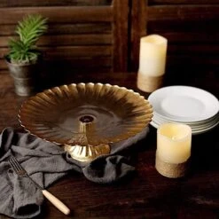 12" Round Glass Cake Stand Wavy Edge Cupcake Holder 29 12" Round Glass Cake Stand Wavy Edge Cupcake Holder -Optimal Home Decoration 12 round glass cake stand wavy edge cupcake holder 28933387157567