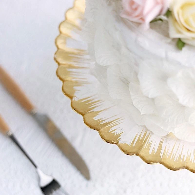 12" Round Glass Cake Stand Wavy Edge Cupcake Holder 15 12" Round Glass Cake Stand Wavy Edge Cupcake Holder - Image 13