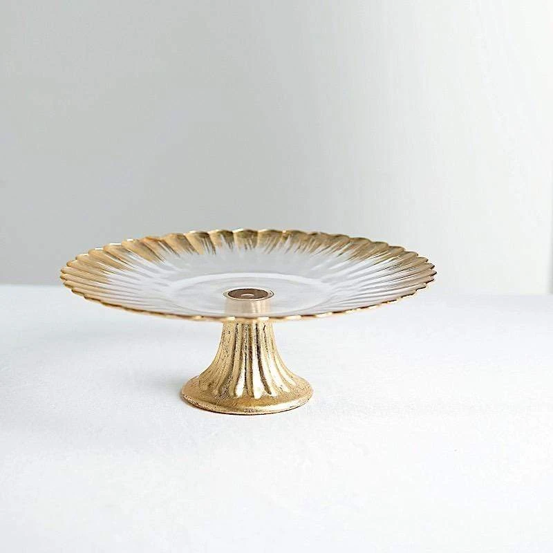 12" Round Glass Cake Stand Wavy Edge Cupcake Holder 17 12" Round Glass Cake Stand Wavy Edge Cupcake Holder - Image 15