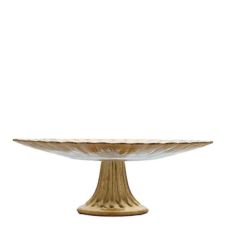 12" Round Glass Cake Stand Wavy Edge Cupcake Holder 10 12" Round Glass Cake Stand Wavy Edge Cupcake Holder - Image 8