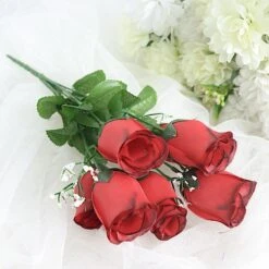 12 Silk Rose Buds Bushes Flowers Wedding Arrangements -Optimal Home Decoration 12 silk rose buds bushes flowers wedding arrangements 29648351723583
