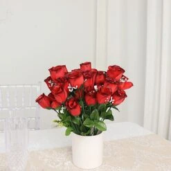 12 Silk Rose Buds Bushes Flowers Wedding Arrangements -Optimal Home Decoration 12 silk rose buds bushes flowers wedding arrangements 29648351789119