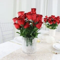 12 Silk Rose Buds Bushes Flowers Wedding Arrangements -Optimal Home Decoration 12 silk rose buds bushes flowers wedding arrangements 29648351854655