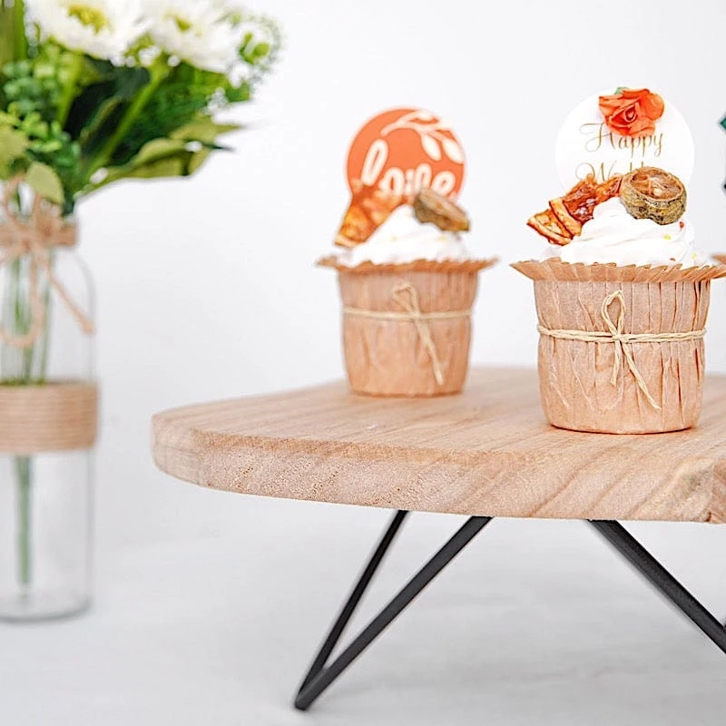 12" Square Natural Wooden Cake Cupcake Dessert Stand - Brown With Black 10 12" Square Natural Wooden Cake Cupcake Dessert Stand - Brown With Black - Image 8