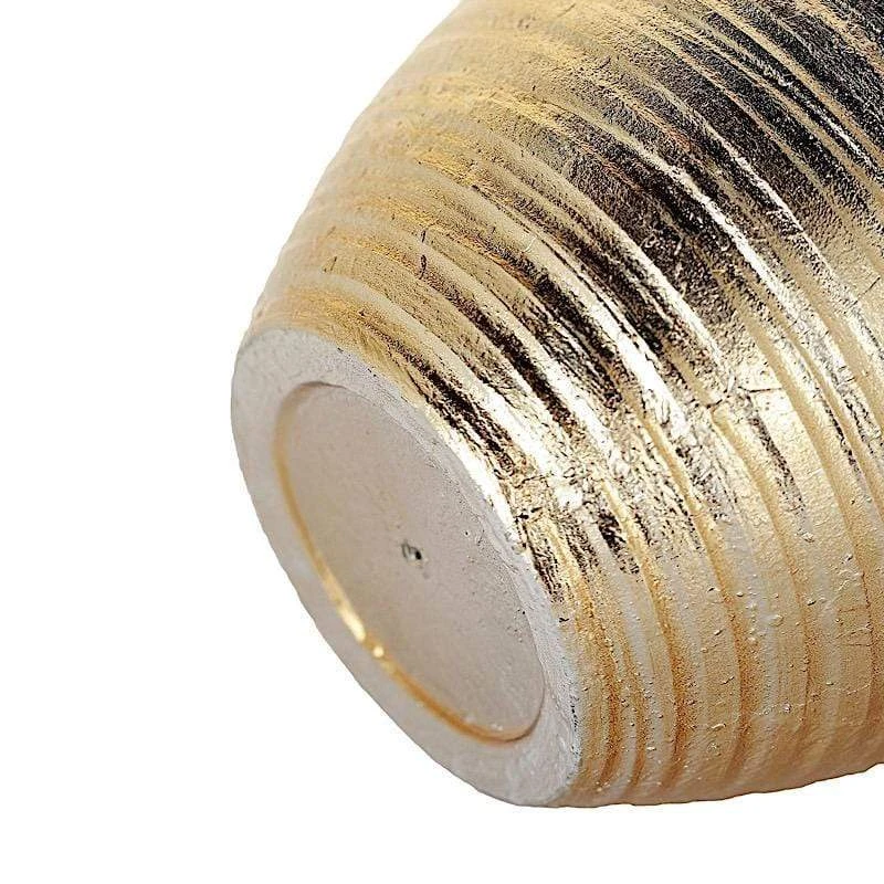 12" Tall Metallic Round Plastic Flower Plant Pot With Horizontal Lines Design 5 12" Tall Metallic Round Plastic Flower Plant Pot With Horizontal Lines Design - Image 3