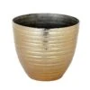 12" Tall Metallic Round Plastic Flower Plant Pot With Horizontal Lines Design -Optimal Home Decoration 12 tall metallic round plastic flower plant pot with horizontal lines design plnt plst 004 l gold 28948107067455