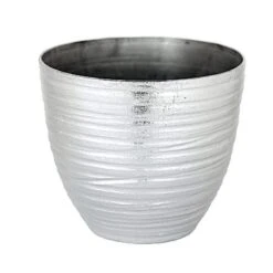 12" Tall Metallic Round Plastic Flower Plant Pot With Horizontal Lines Design 32 12" Tall Metallic Round Plastic Flower Plant Pot With Horizontal Lines Design -Optimal Home Decoration 12 tall metallic round plastic flower plant pot with horizontal lines design plnt plst 004 l silv 28948107722815