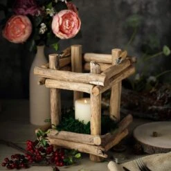 12" Tall Wood Candle Holder With Rope Handle Rustic Lantern - Natural -Optimal Home Decoration 12 tall wood candle holder with rope handle rustic lantern natural wod cand 001 9 nat 28516388208703