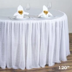 120" 3 Layers Tulle With Satin Topper Fitted Round Tablecloth - White -Optimal Home Decoration 120 3 layers tulle with satin topper fitted round tablecloth white tab t02 120 wht 4738296643647