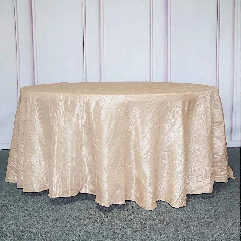 120" Accordion Crinkled Taffeta Round Tablecloth 7 120" Accordion Crinkled Taffeta Round Tablecloth - Image 5