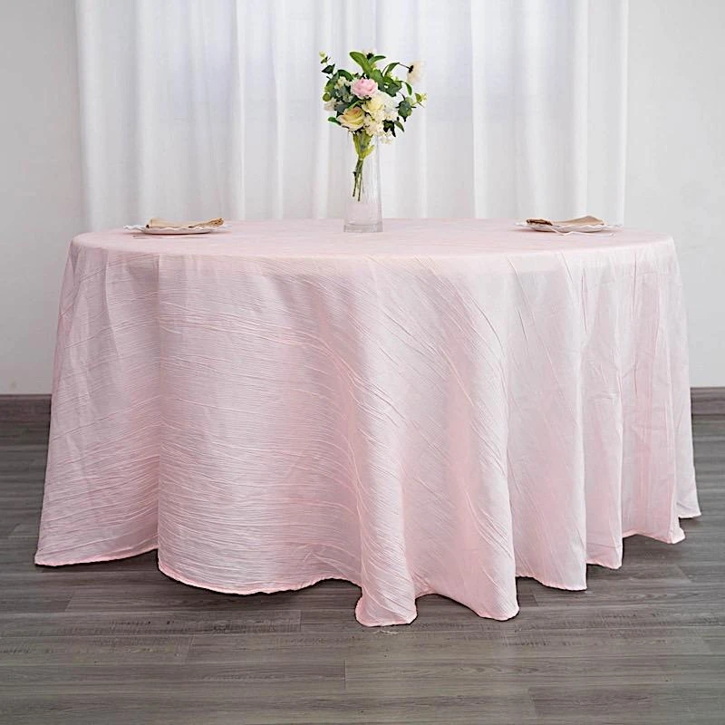 120" Accordion Crinkled Taffeta Round Tablecloth 22 120" Accordion Crinkled Taffeta Round Tablecloth - Image 20