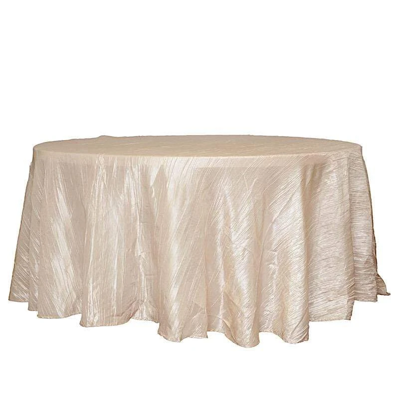 120" Accordion Crinkled Taffeta Round Tablecloth 3 120" Accordion Crinkled Taffeta Round Tablecloth