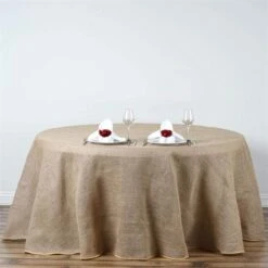120" Burlap Round Tablecloth - Natural Brown