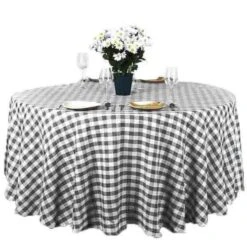 120" Checkered Gingham Polyester Round Tablecloth -Optimal Home Decoration 120 checkered gingham polyester round tablecloth 28965787435071