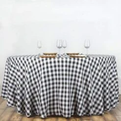 120" Checkered Gingham Polyester Round Tablecloth -Optimal Home Decoration 120 checkered gingham polyester round tablecloth 28965787467839