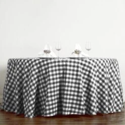 120" Checkered Gingham Polyester Round Tablecloth -Optimal Home Decoration 120 checkered gingham polyester round tablecloth 28965787500607