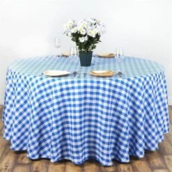 120" Checkered Gingham Polyester Round Tablecloth -Optimal Home Decoration 120 checkered gingham polyester round tablecloth 28965787697215