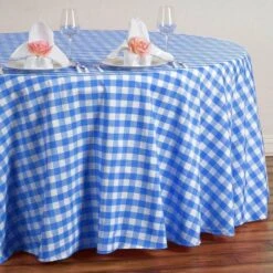 120" Checkered Gingham Polyester Round Tablecloth -Optimal Home Decoration 120 checkered gingham polyester round tablecloth 28965787729983