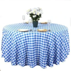 120" Checkered Gingham Polyester Round Tablecloth -Optimal Home Decoration 120 checkered gingham polyester round tablecloth 28978471075903
