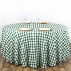120" Checkered Gingham Polyester Round Tablecloth -Optimal Home Decoration 120 checkered gingham polyester round tablecloth tab chk120 grn 28965787795519